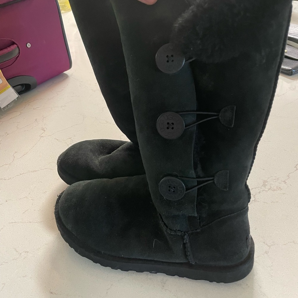 Knee High Bailey Button Black UGG Boots